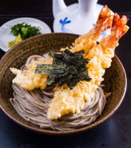 Filming of Tempura soba in Kurume, Fukuoka. Tempura soba